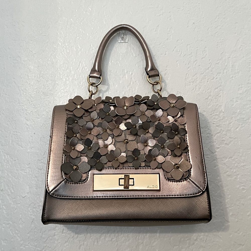 Aldo silver metallic floral bag